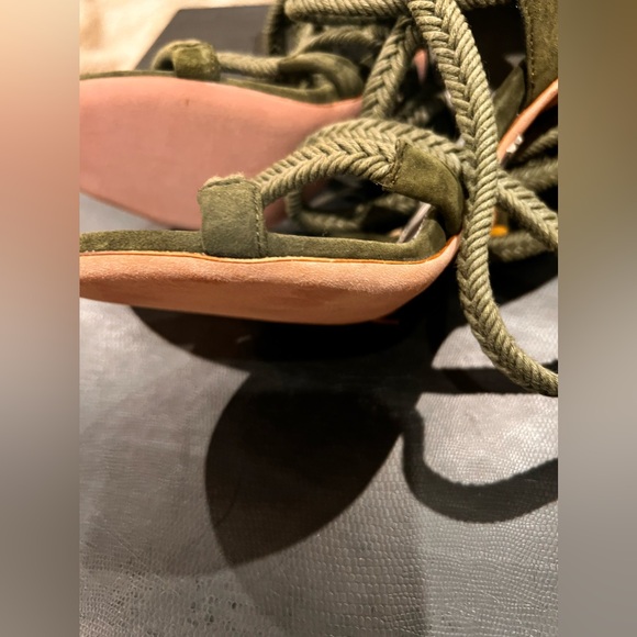 Brand New Monika Chiang Cosima Army Green Suede Sandals EU 38.5 U.S. 8 - Picture 4 of 8